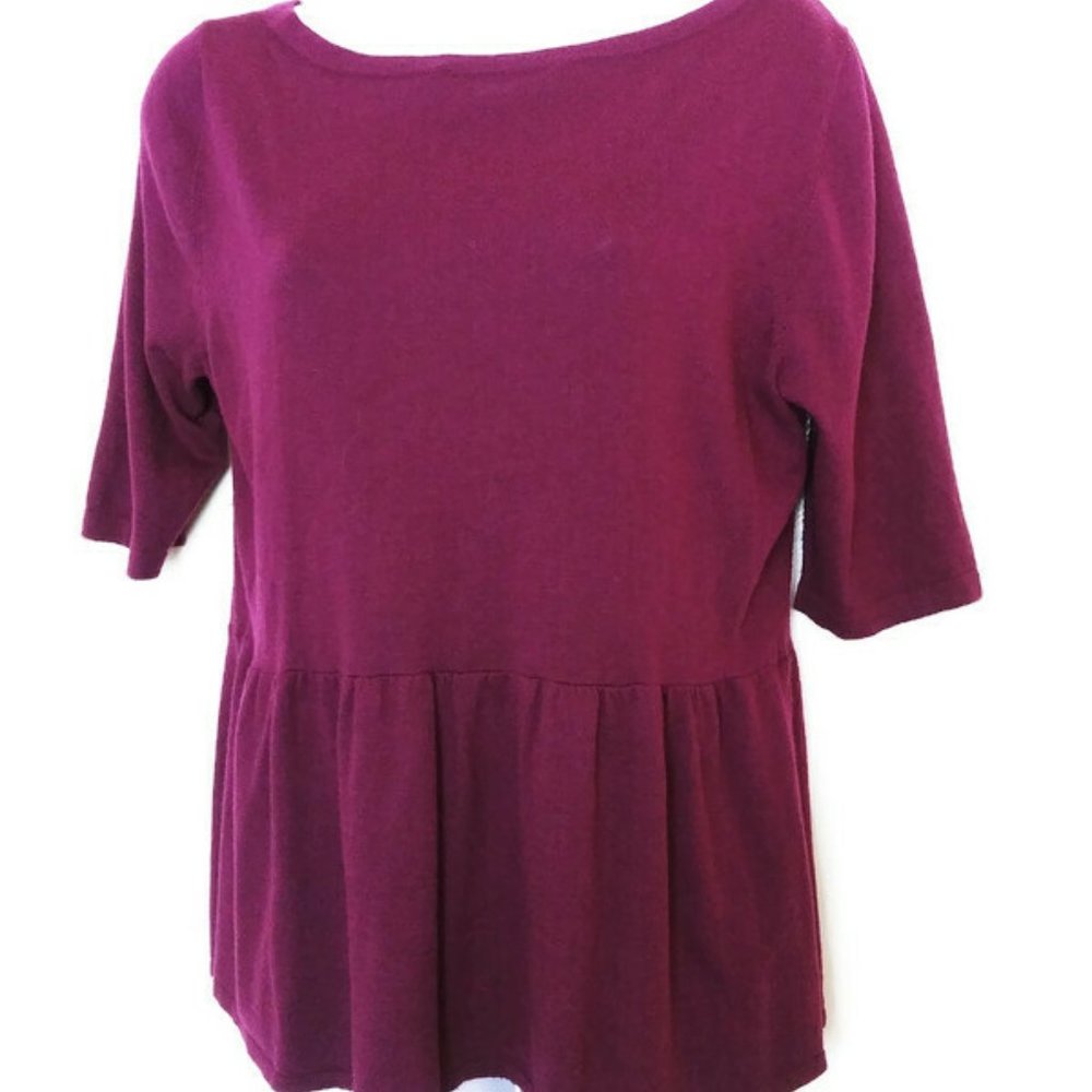 LOFT PURPLE BLOUSE TOP SHORT SLEEVE